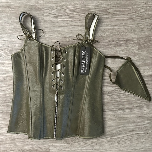 NWT| Olive Green Leather Boned Bustier 🫒 - Picture 7 of 11